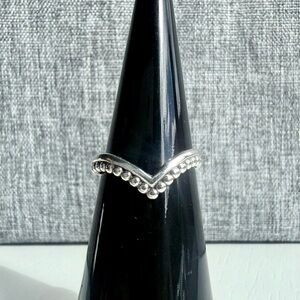 Chevron Silver Women's Ring Boho First Knuckle Size 4
